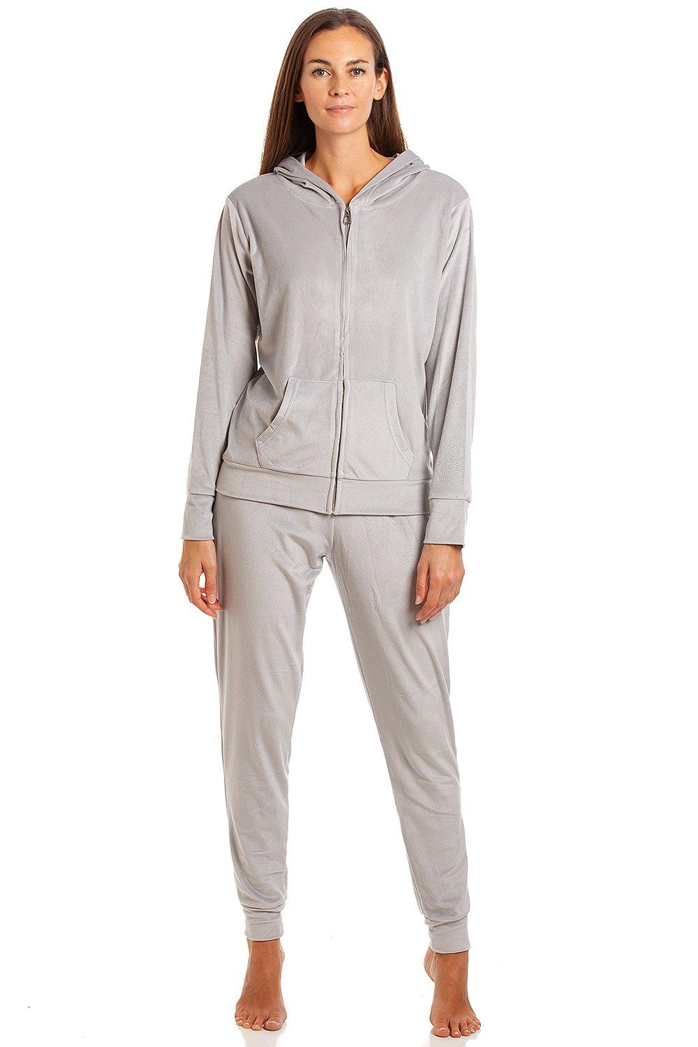 Camille Women's Supersoft Loungewear Two Piece Pyjama Set|Size: 8-10|light grey